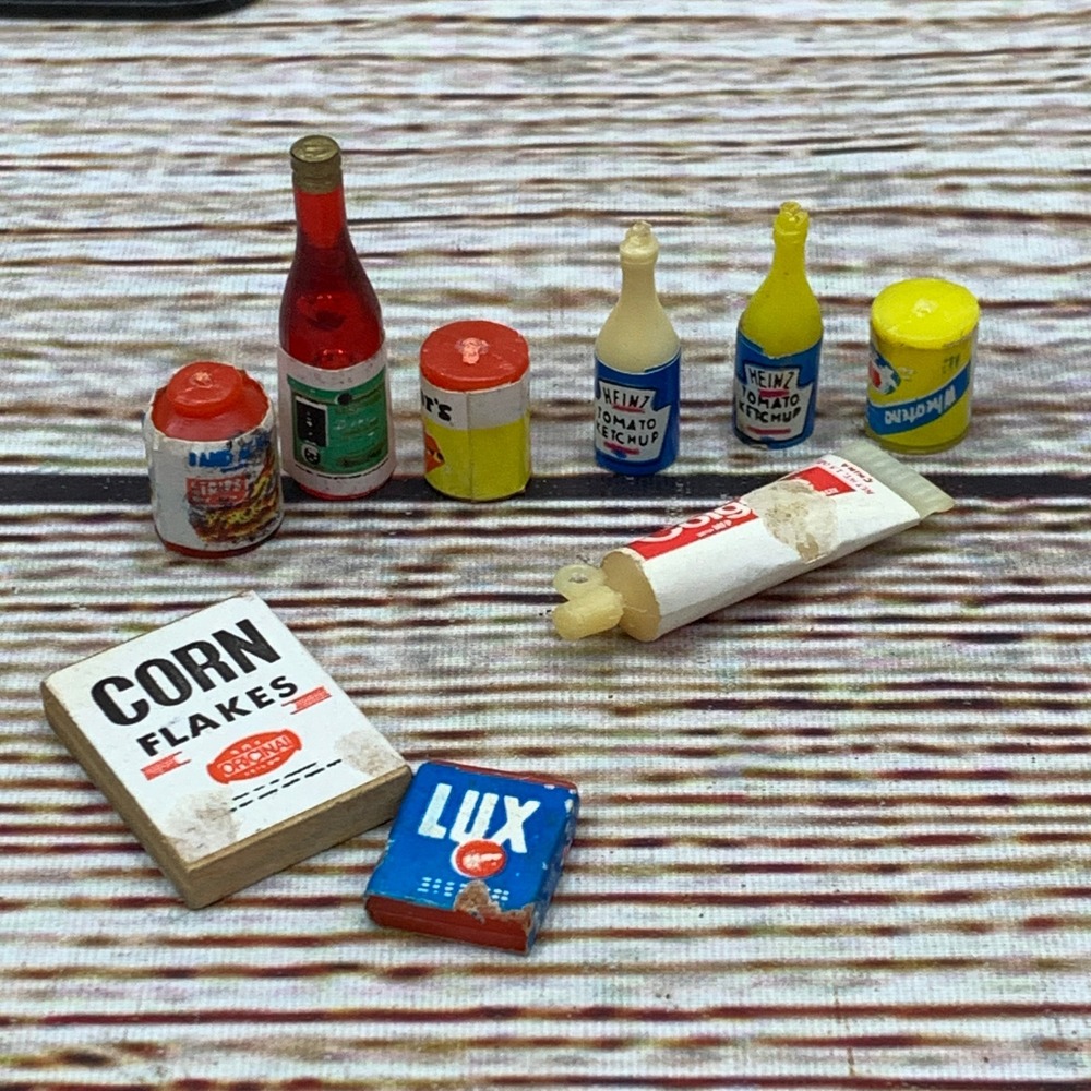 Vintage‎ Miniature Dollhouse Grocery Food Lot Heinz Colgate Lux Corn Flakes